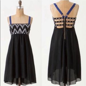 ANTHROPOLOGIE Leifnotes Black Geometric Dress sz 10